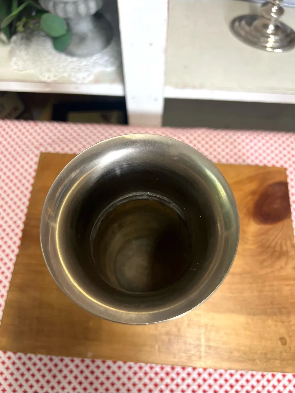 Vintage vase metal pewter? IHI India decor grandma core